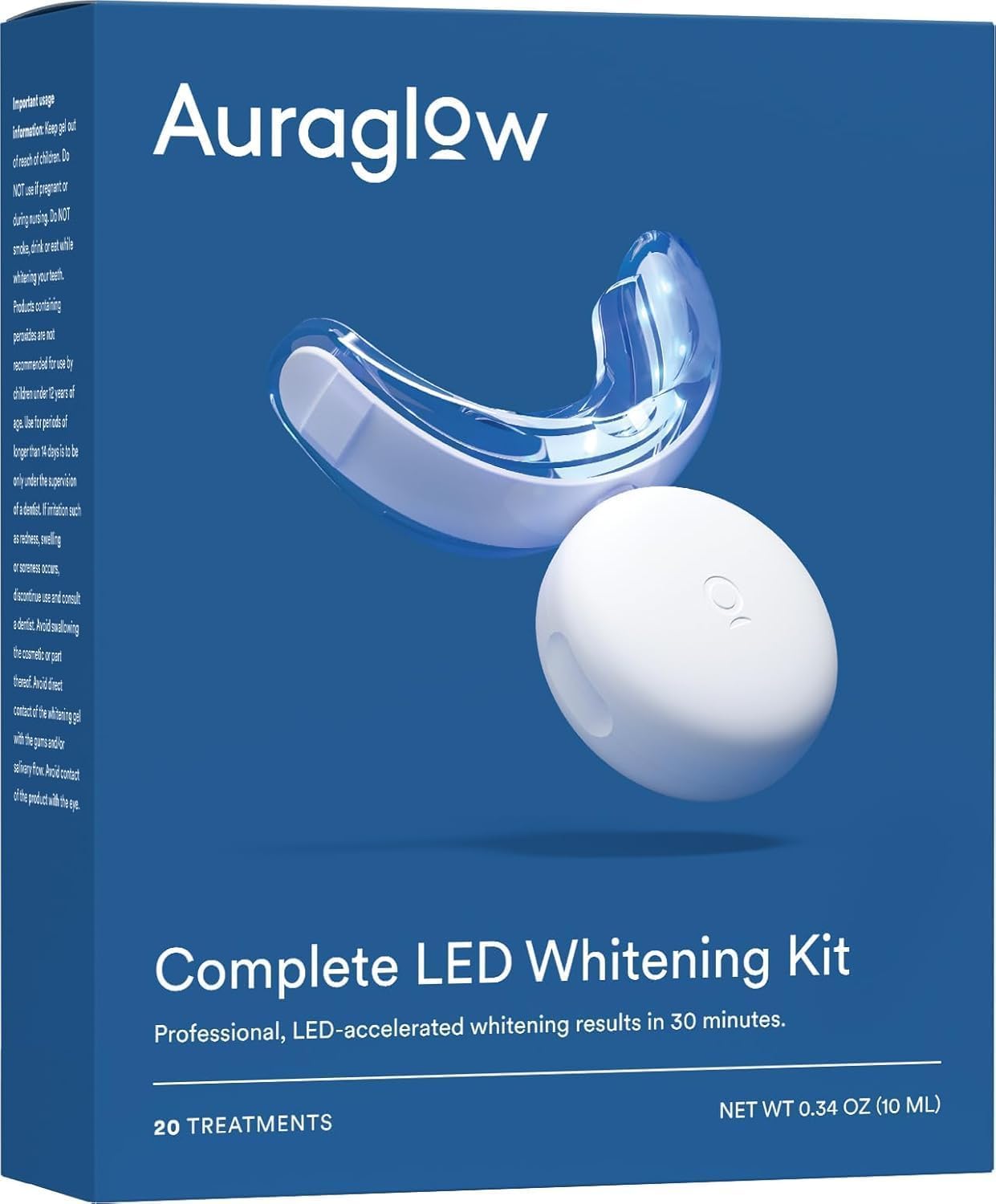 Auraglow Teeth Whitening Kit, LED Accelerator Light, 35% Carbamide Peroxide Teeth Whitening Gel