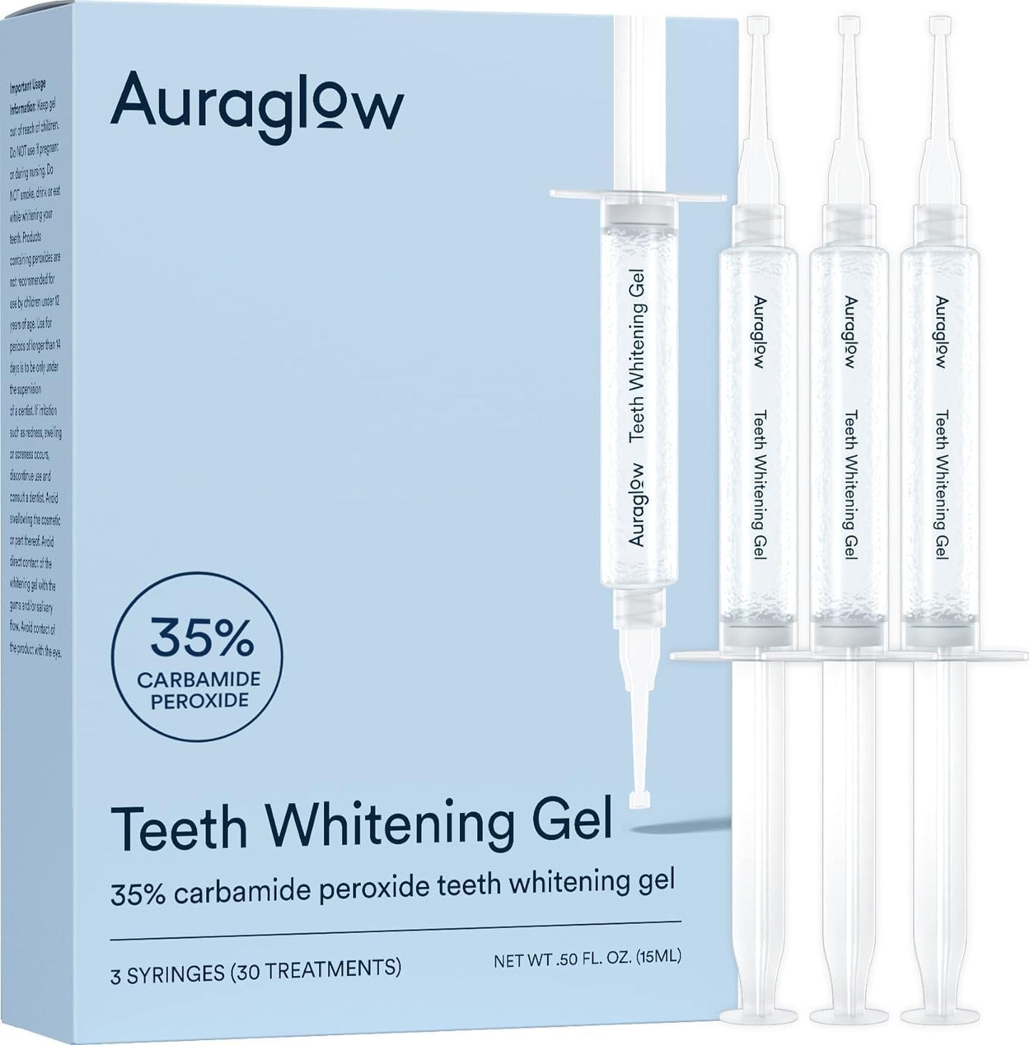 Auraglow Teeth Whitening Kit, LED Accelerator Light, 35% Carbamide Peroxide Teeth Whitening Gel