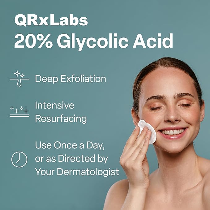 QRXLABS Glycolic Acid 20% Resurfacing Pads for Face & Body