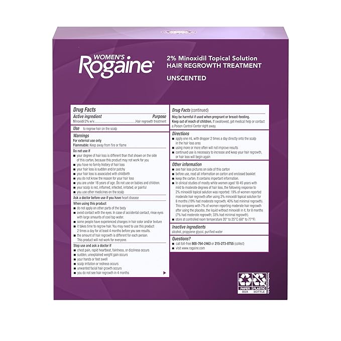 Rogaine Women's 2% Minoxidil Topical Solution for Womens Hair Thinning and Loss & Hair Regrowth