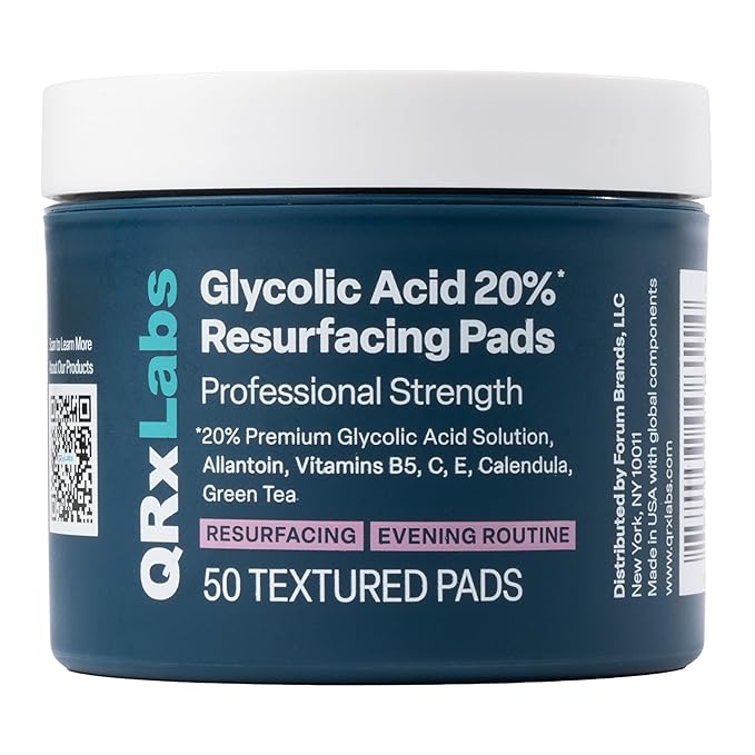 QRXLABS Glycolic Acid 20% Resurfacing Pads for Face & Body
