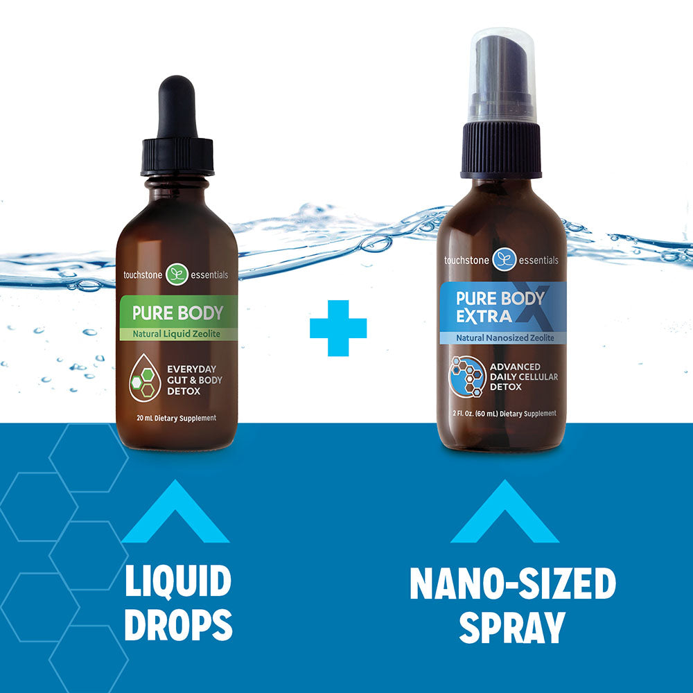 Touchstone Essentials Zeolite Detox Pack 30-day supply | 1 Pure Body (20mL) & 1 Pure Body Extra (60mL)