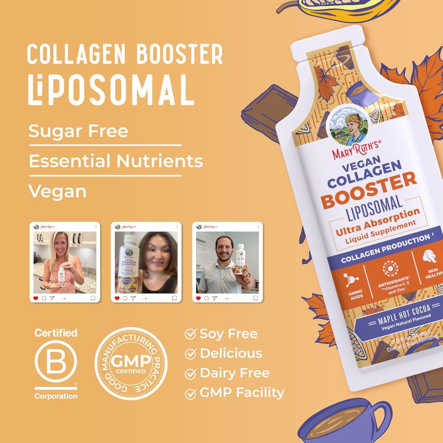 MaryRuth Organics Collagen Booster Liposomal | Sugar Free | Liquid Collagen Booster with Vitamin C, Vitamin E, Zinc, Copper & Silica