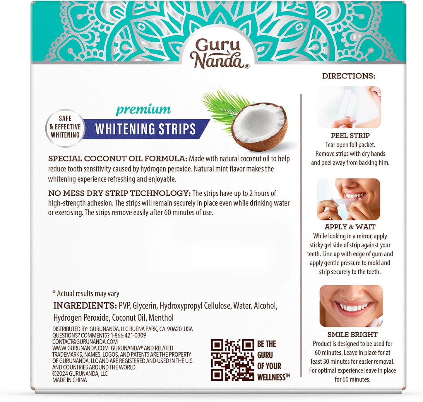 GuruNanda Teeth Whitening Strips - 16-Day Treatment