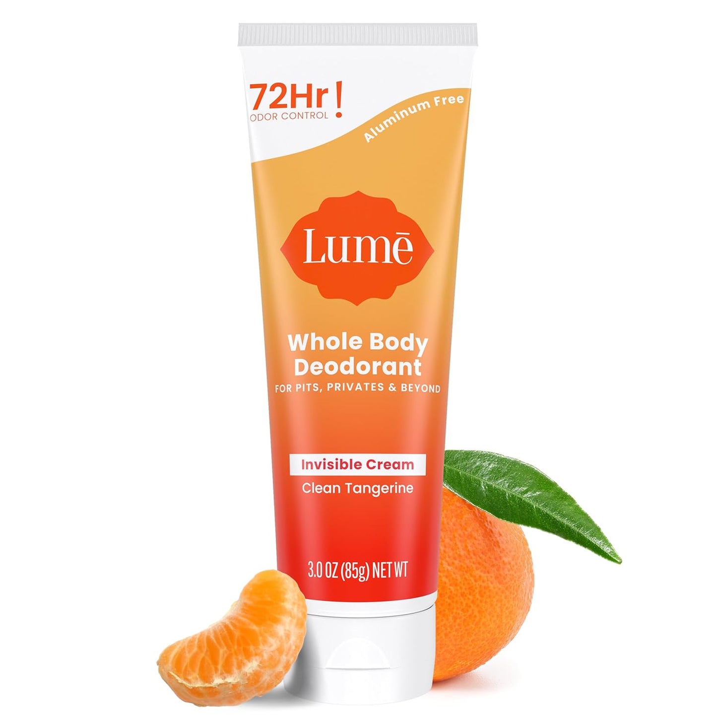 Lume Whole Body Deodorant Invisible Cream Tube - Clean Tangerine