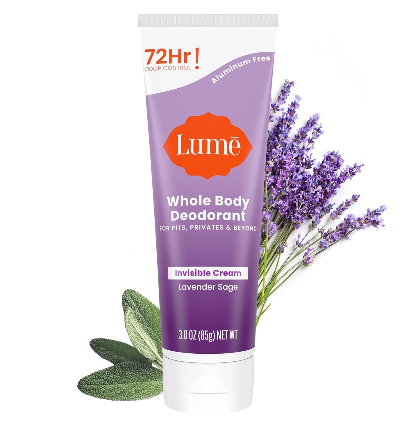 Lume Whole Body Deodorant Invisible Cream Tube - Lavender Sage