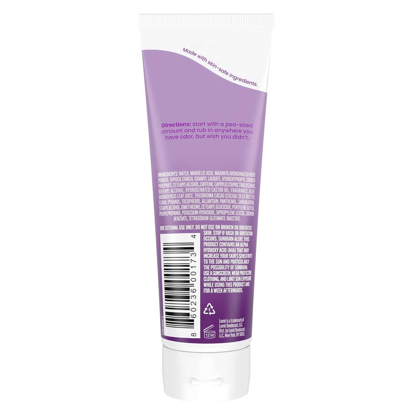 Lume Whole Body Deodorant Invisible Cream Tube - Lavender Sage
