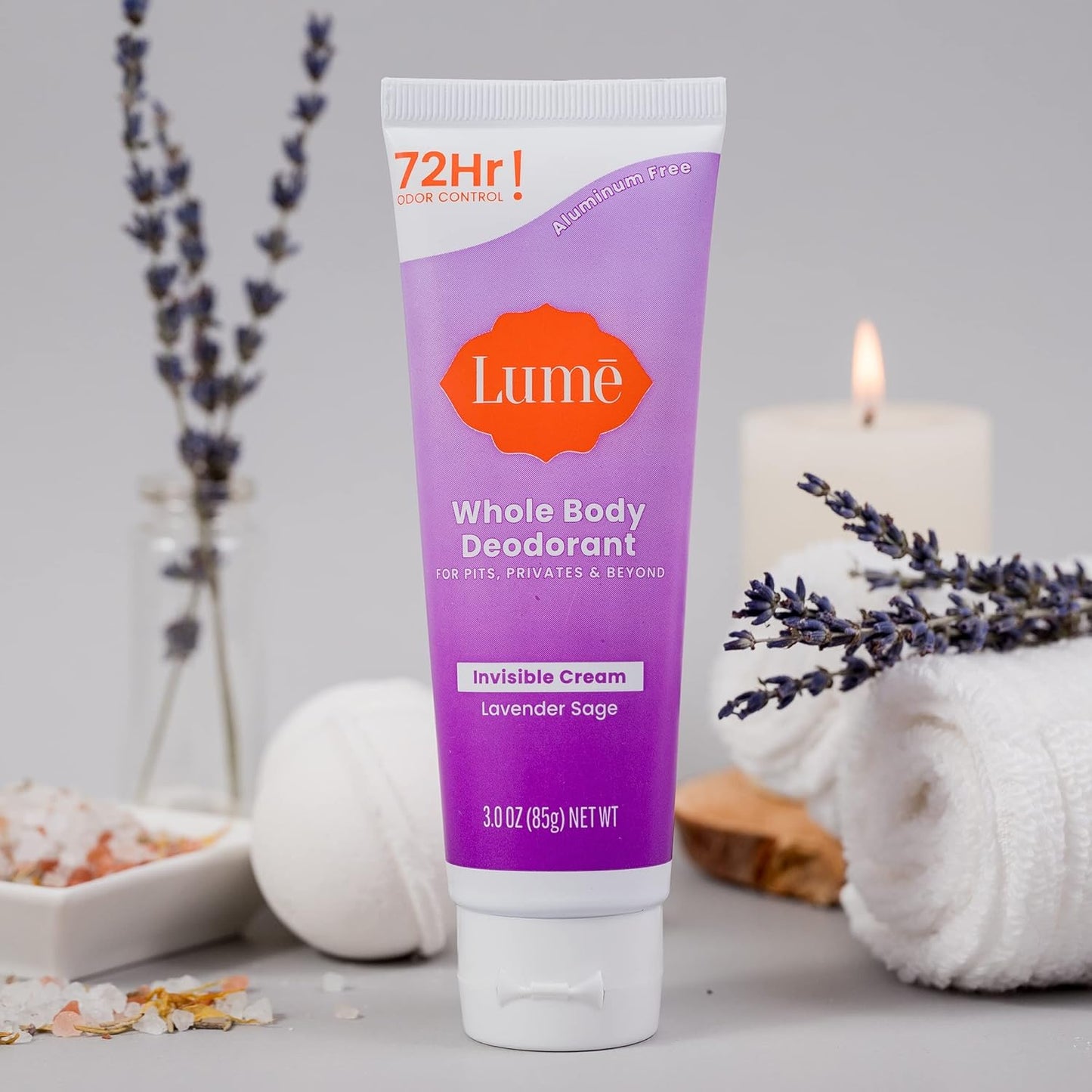 Lume Whole Body Deodorant Invisible Cream Tube - Lavender Sage