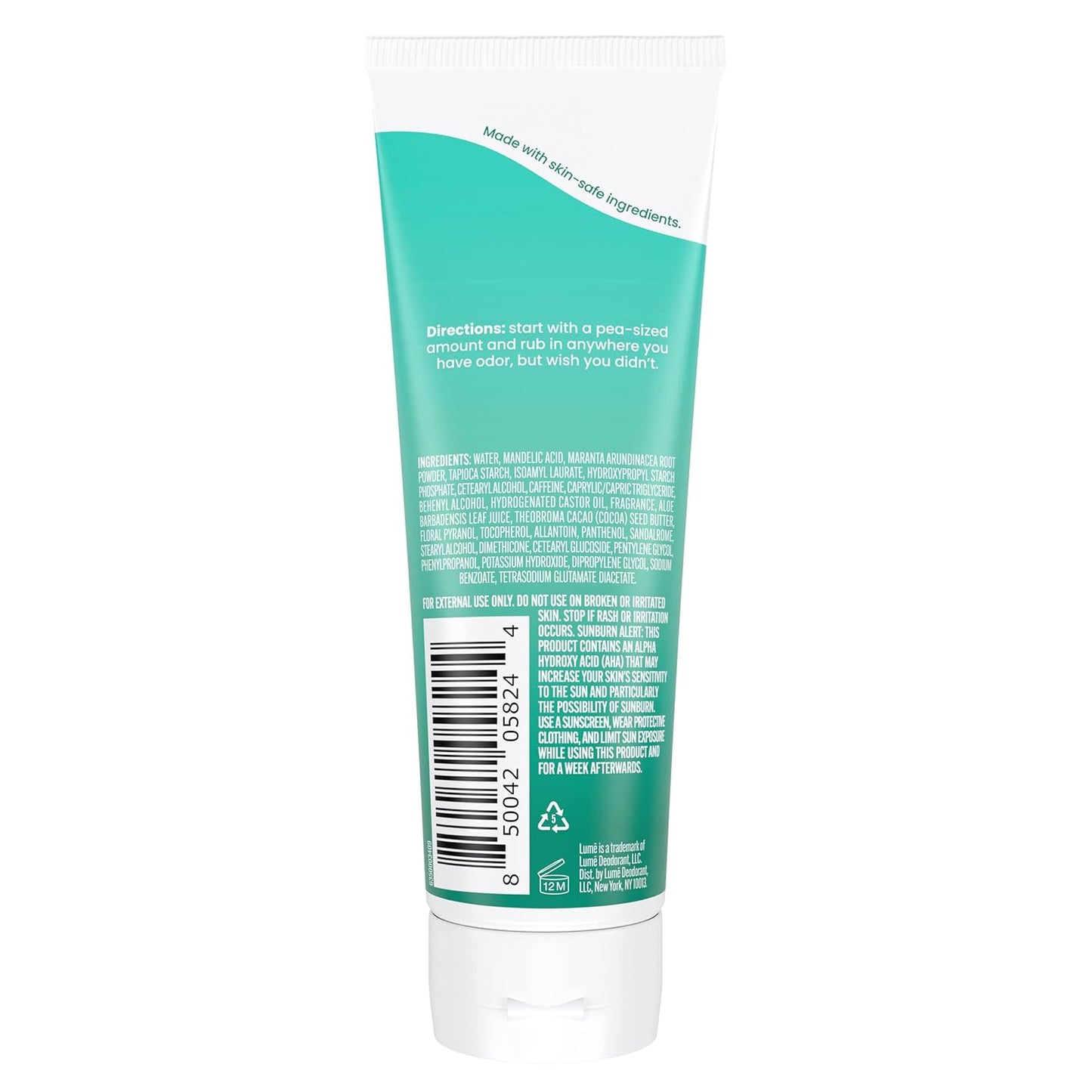 Lume Whole Body Deodorant Invisible Cream Tube - Minted Cucumber