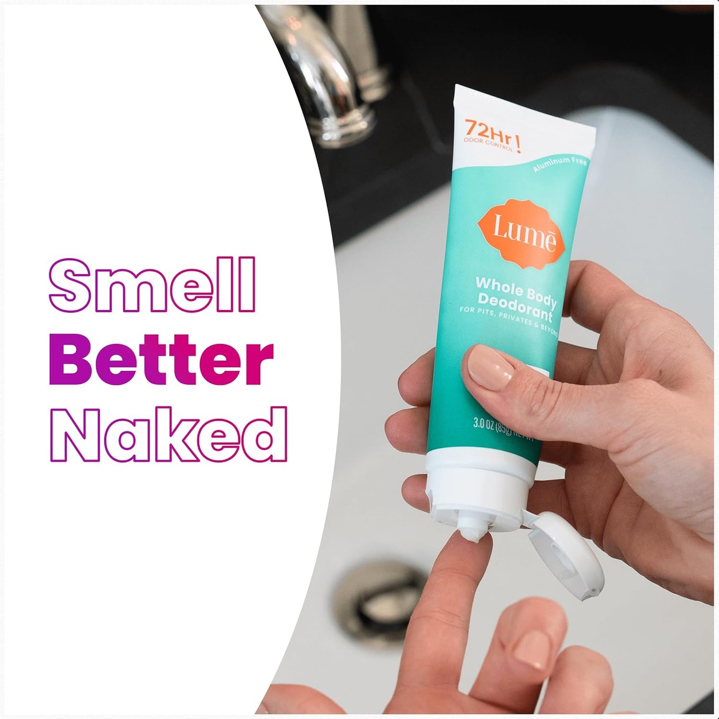 Lume Whole Body Deodorant Invisible Cream Tube - Minted Cucumber