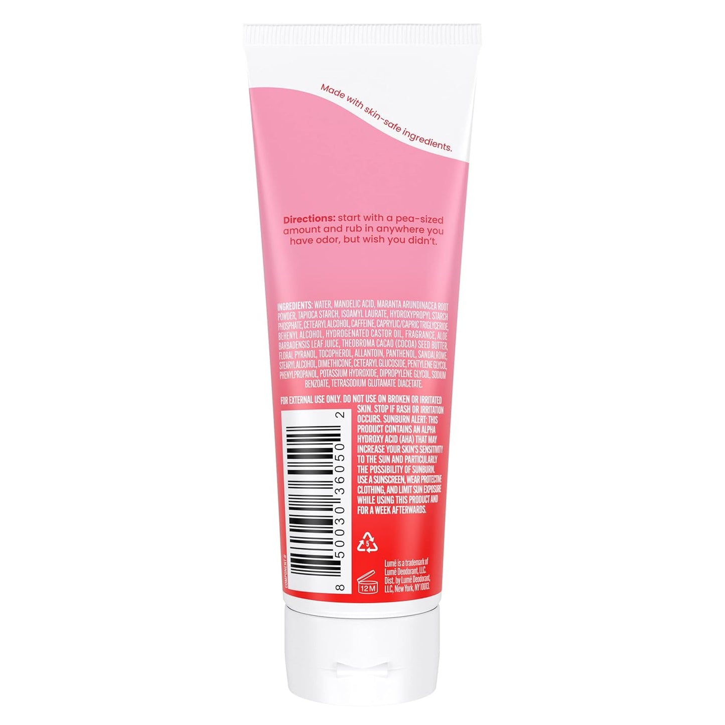 Lume Whole Body Deodorant Invisible Cream Tube - Peony Rose