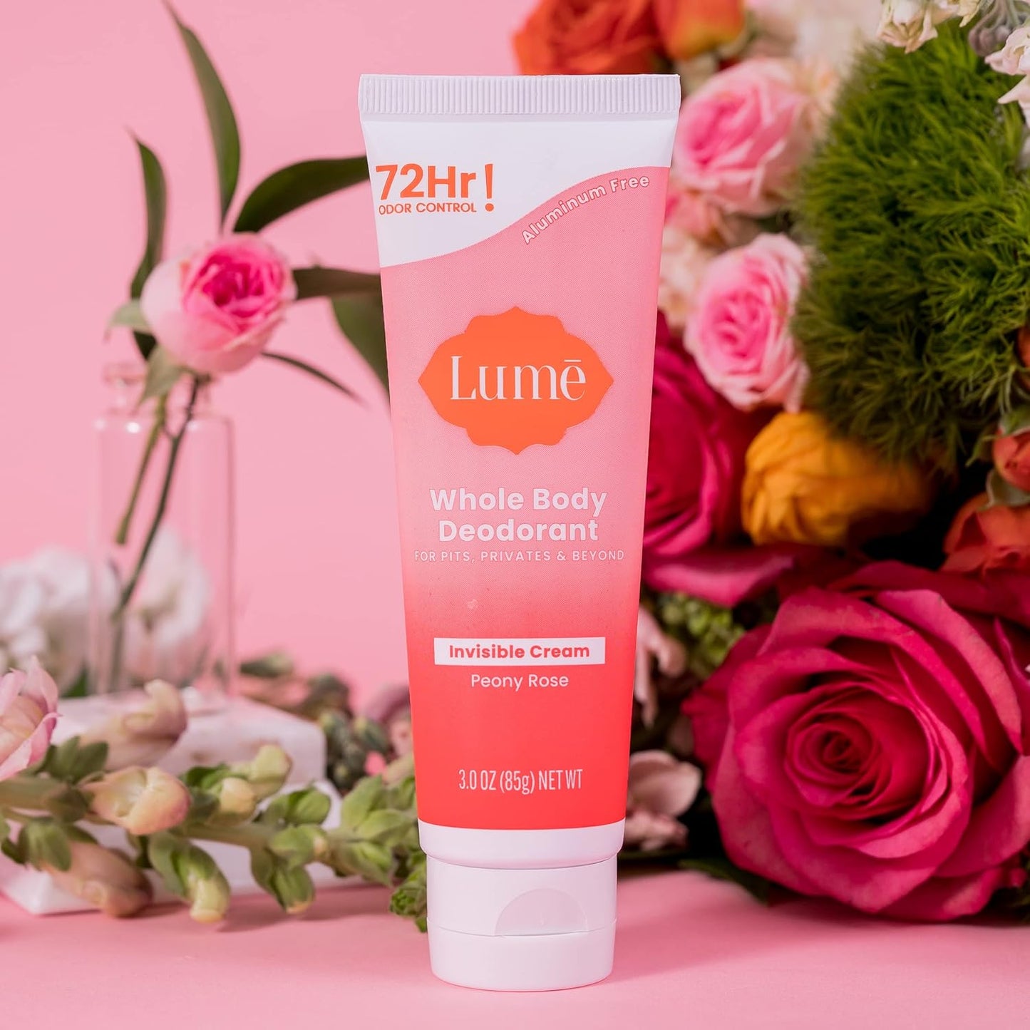 Lume Whole Body Deodorant Invisible Cream Tube - Peony Rose