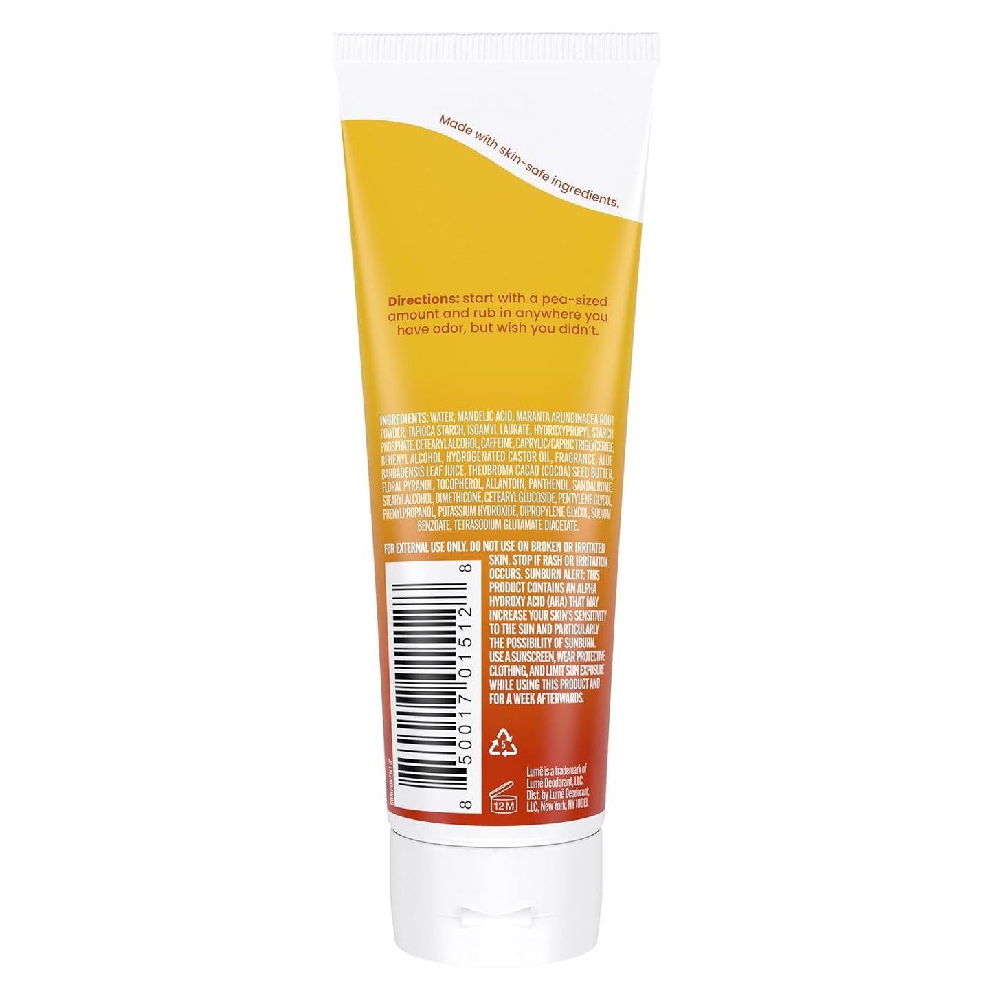 Lume Whole Body Deodorant Invisible Cream Tube - Toasted Coconut