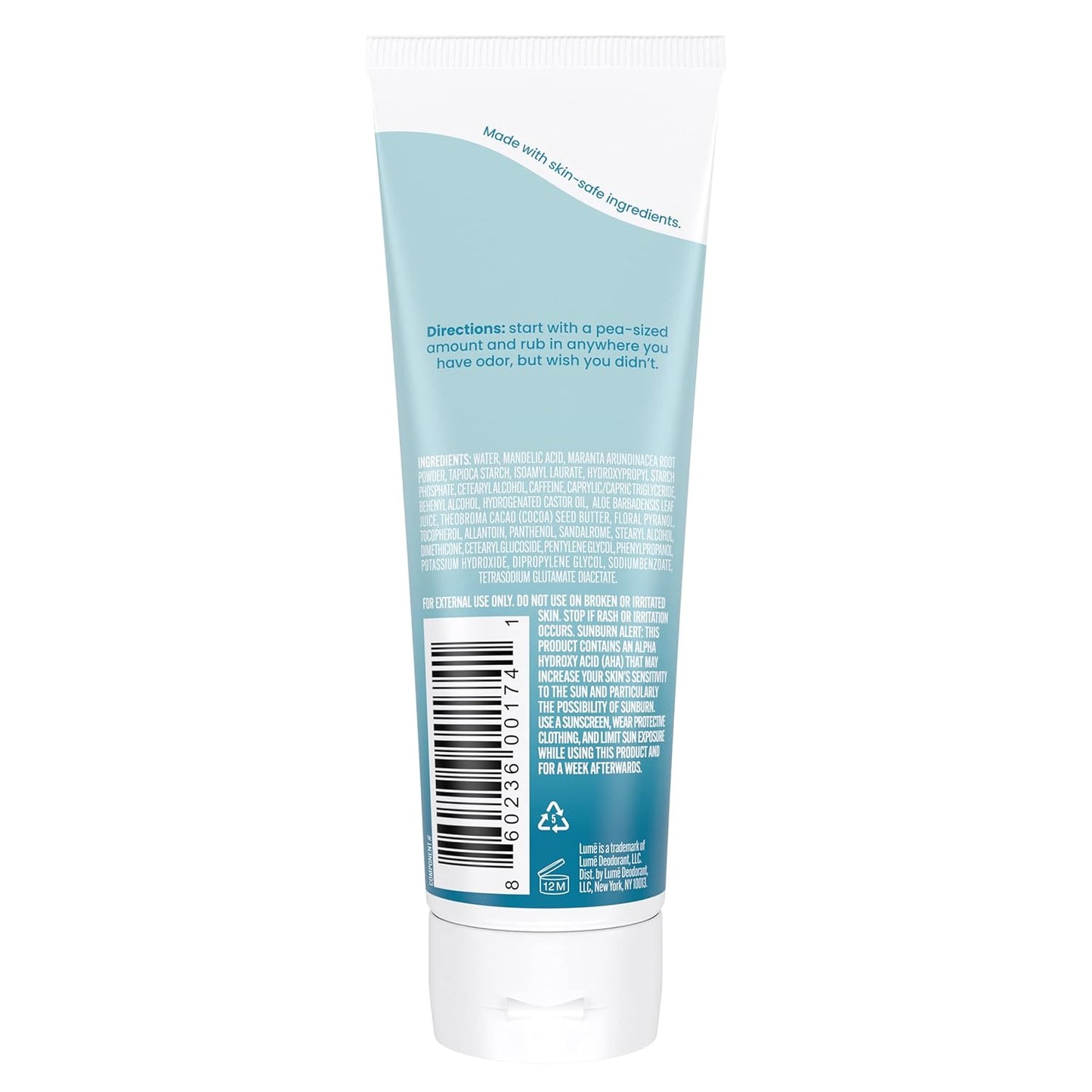 Lume Whole Body Deodorant Invisible Cream Tube - Unscented