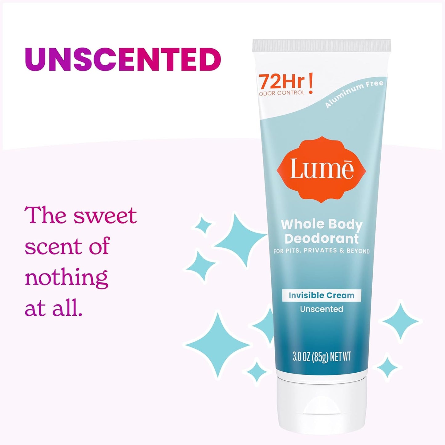 Lume Whole Body Deodorant Invisible Cream Tube - Unscented
