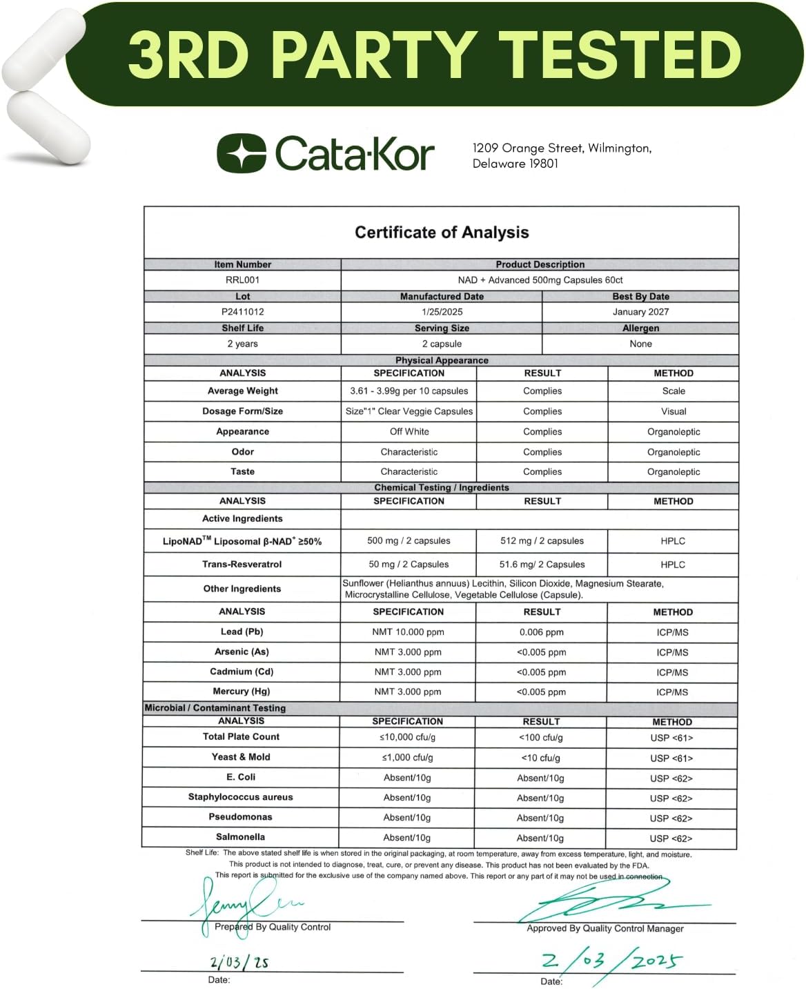 Cata-Kor Liposomal NAD with Resveratrol - High Purity NAD Supplement for Anti-Aging, Energy, Focus