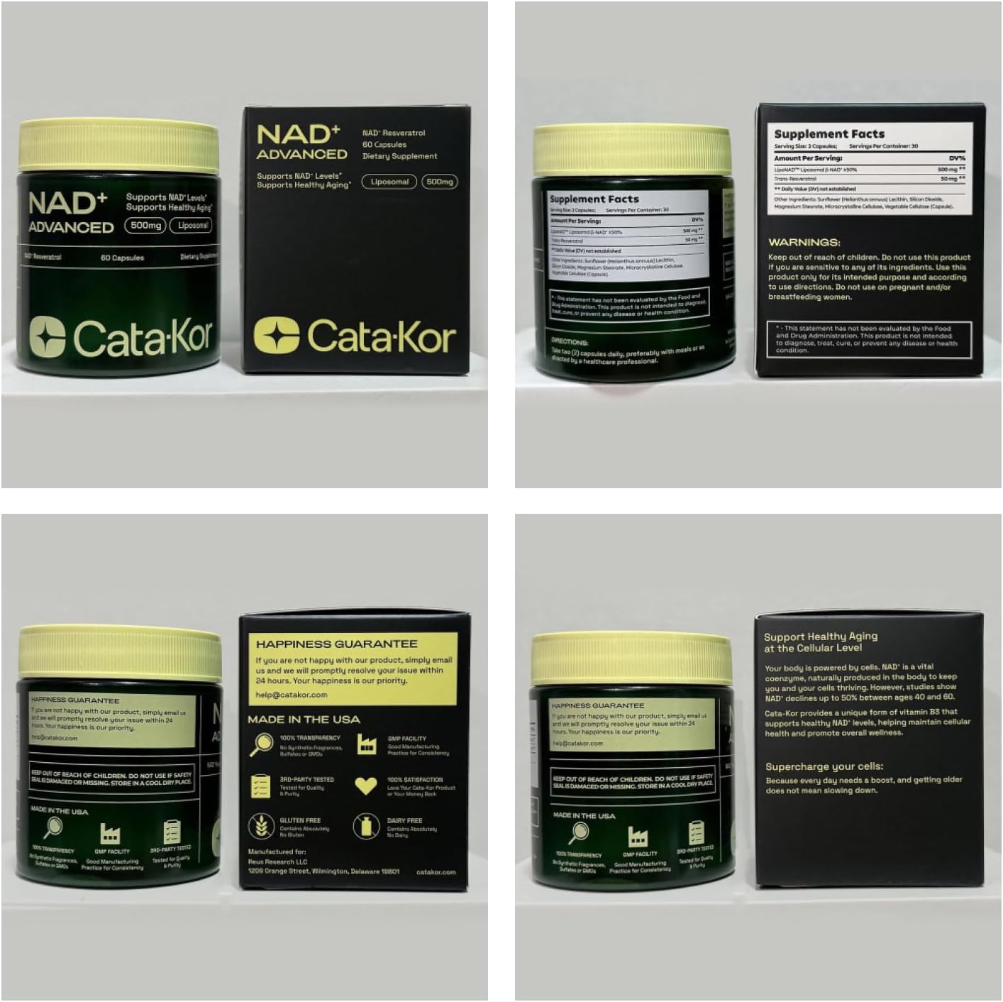 Cata-Kor Liposomal NAD with Resveratrol - High Purity NAD Supplement for Anti-Aging, Energy, Focus