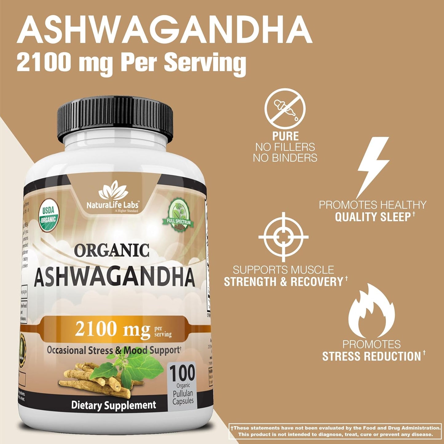 NaturaLife Labs Organic Ashwagandha 2100mg