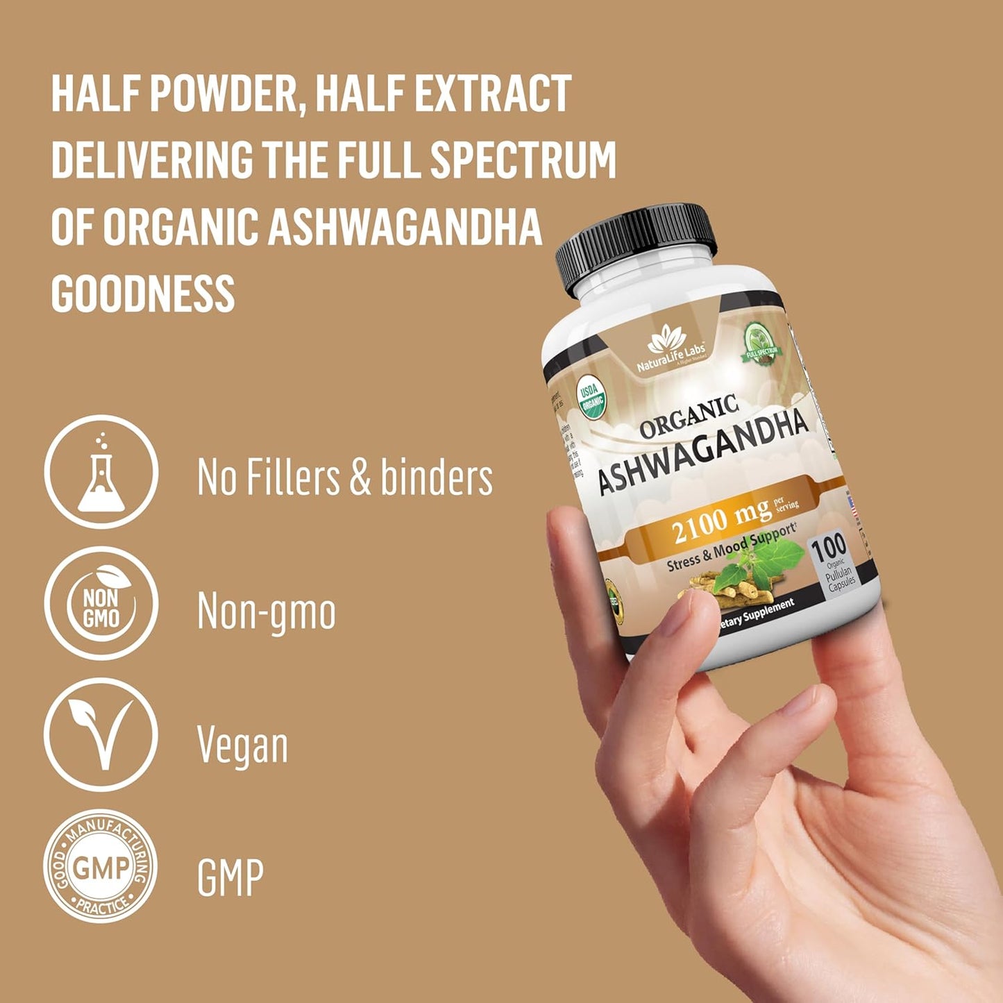 NaturaLife Labs Organic Ashwagandha 2100mg