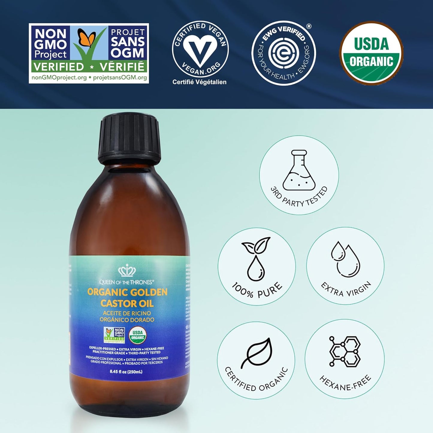QUEEN OF THE THRONES Organic Golden Castor Oil 100ml