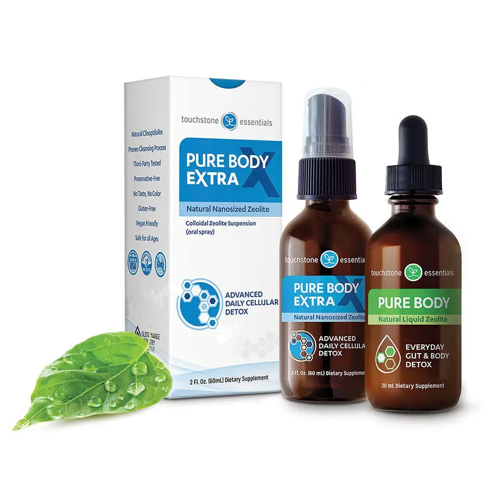 Touchstone Essentials Zeolite Detox Pack 30-day supply | 1 Pure Body (20mL) & 1 Pure Body Extra (60mL)