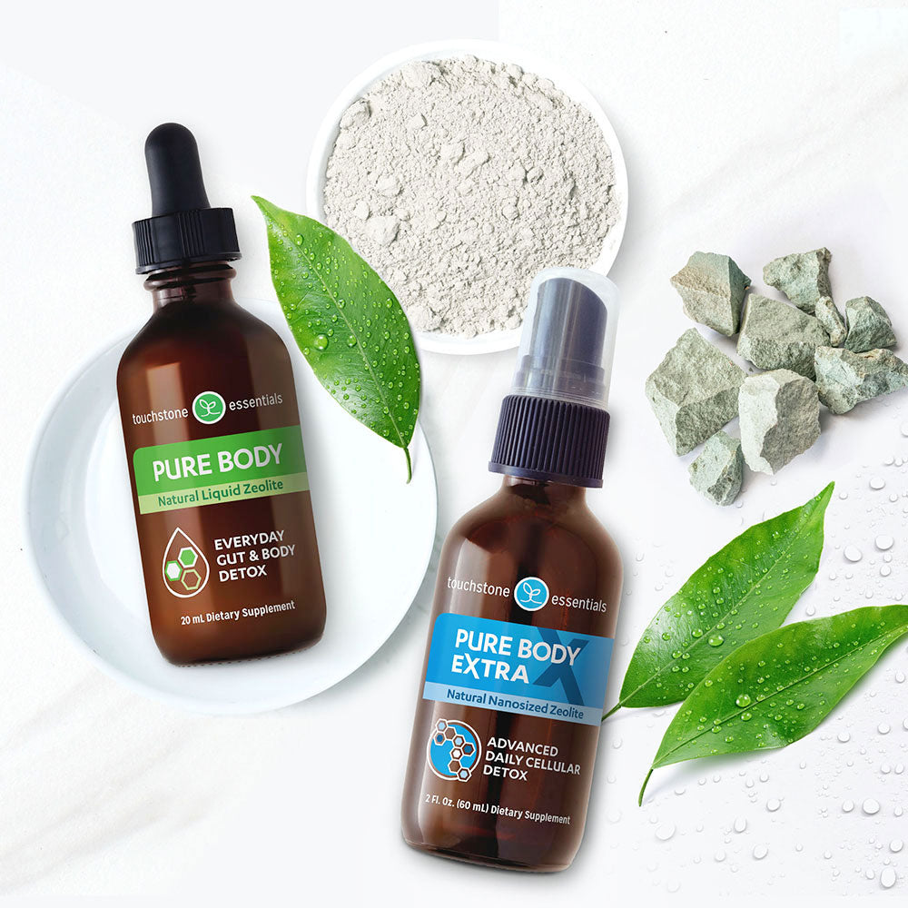 Touchstone Essentials Zeolite Detox Pack 30-day supply | 1 Pure Body (20mL) & 1 Pure Body Extra (60mL)