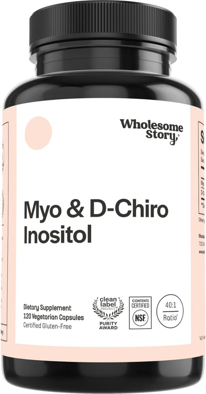 Wholesome Story Myo-Inositol & D-Chiro Inositol Capsules 40:1 Ratio (30-Day Supply)