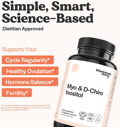 Wholesome Story Myo-Inositol & D-Chiro Inositol Capsules 40:1 Ratio (30-Day Supply)