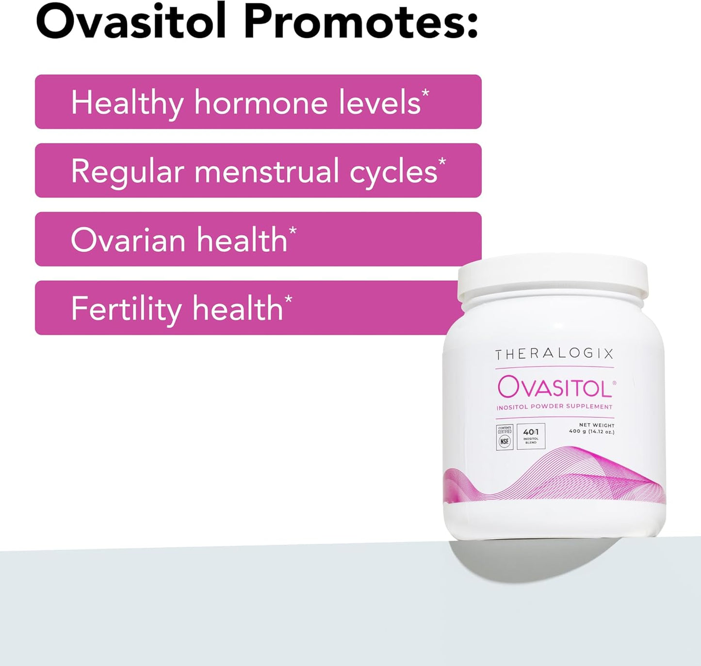 Theralogix Ovasitol Inositol Powder 90-Day Supply (400g) – 40:1 Myo-Inositol & D-Chiro Inositol