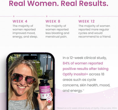 Optify Myo-Inositol & D-Chiro Inositol Supplement for Women 40:1 Ratio with Folate & Vitamin D (120 Capsules)