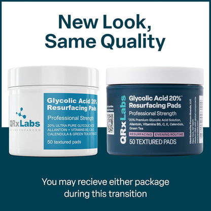 QRXLABS Glycolic Acid 20% Resurfacing Pads for Face & Body