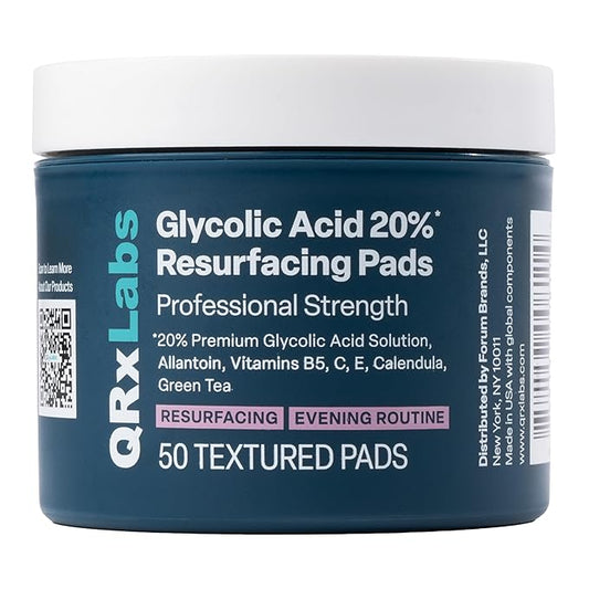 QRXLABS Glycolic Acid 20% Resurfacing Pads for Face & Body