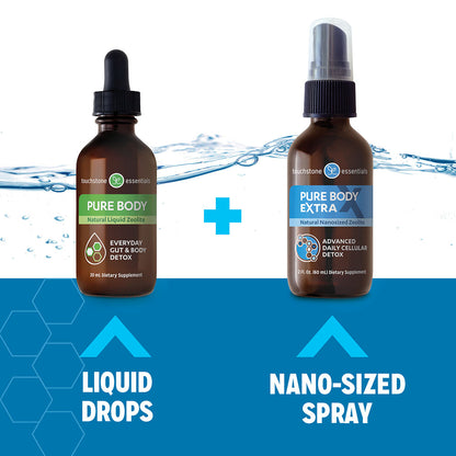 Touchstone Essentials Zeolite Detox Pack 30-day supply | 1 Pure Body (20mL) & 1 Pure Body Extra (60mL)