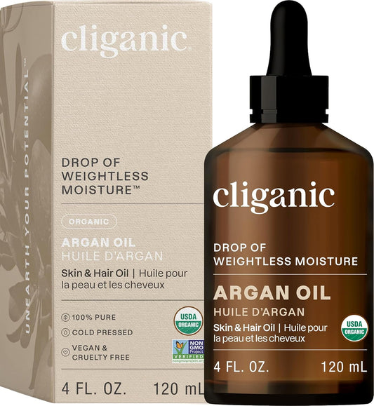 Cliganic USDA Organic Argan Oil, 100% Pure for Hair, Face & Skin [Imported from Morocco]