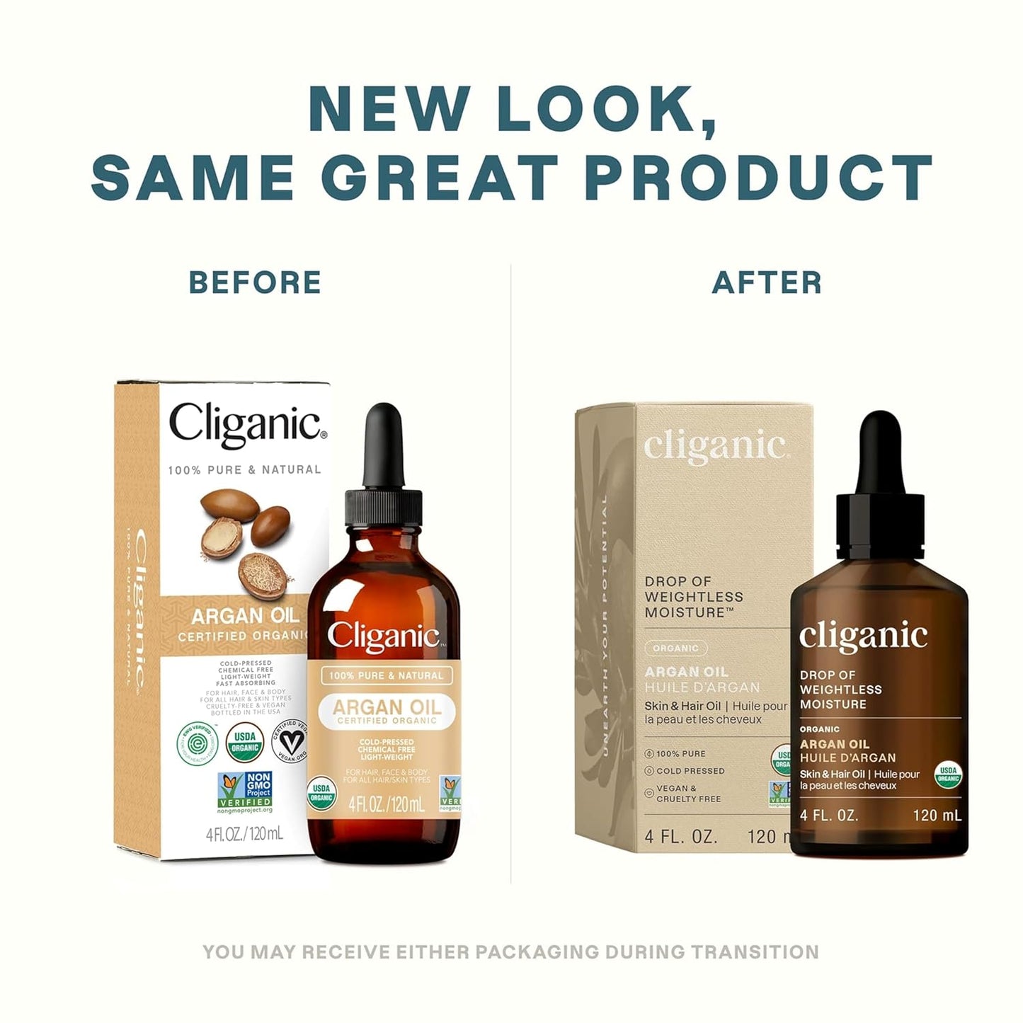 Cliganic USDA Organic Argan Oil, 100% Pure for Hair, Face & Skin [Imported from Morocco]