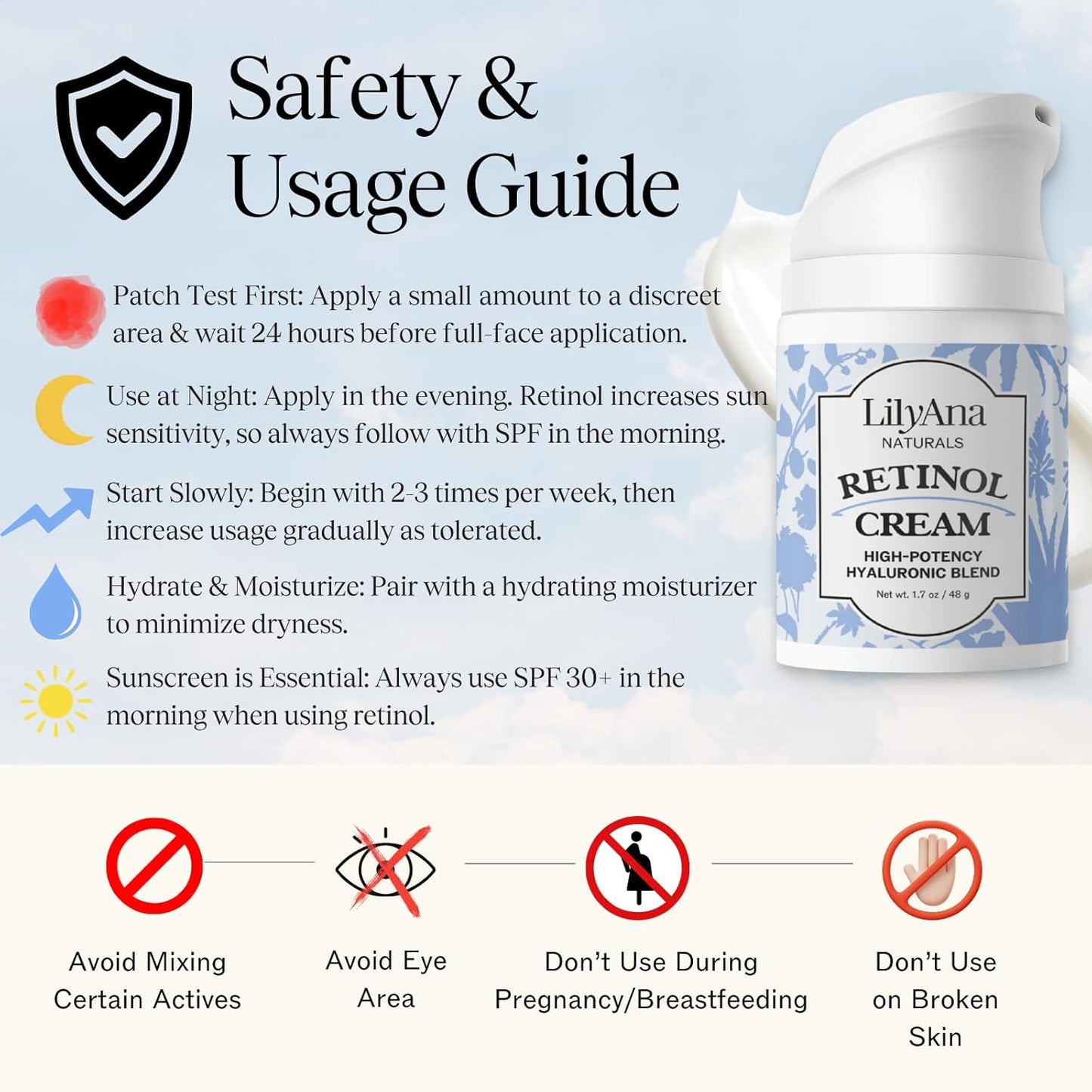 LilyAna Naturals Retinol Cream Anti Aging Moisturizer