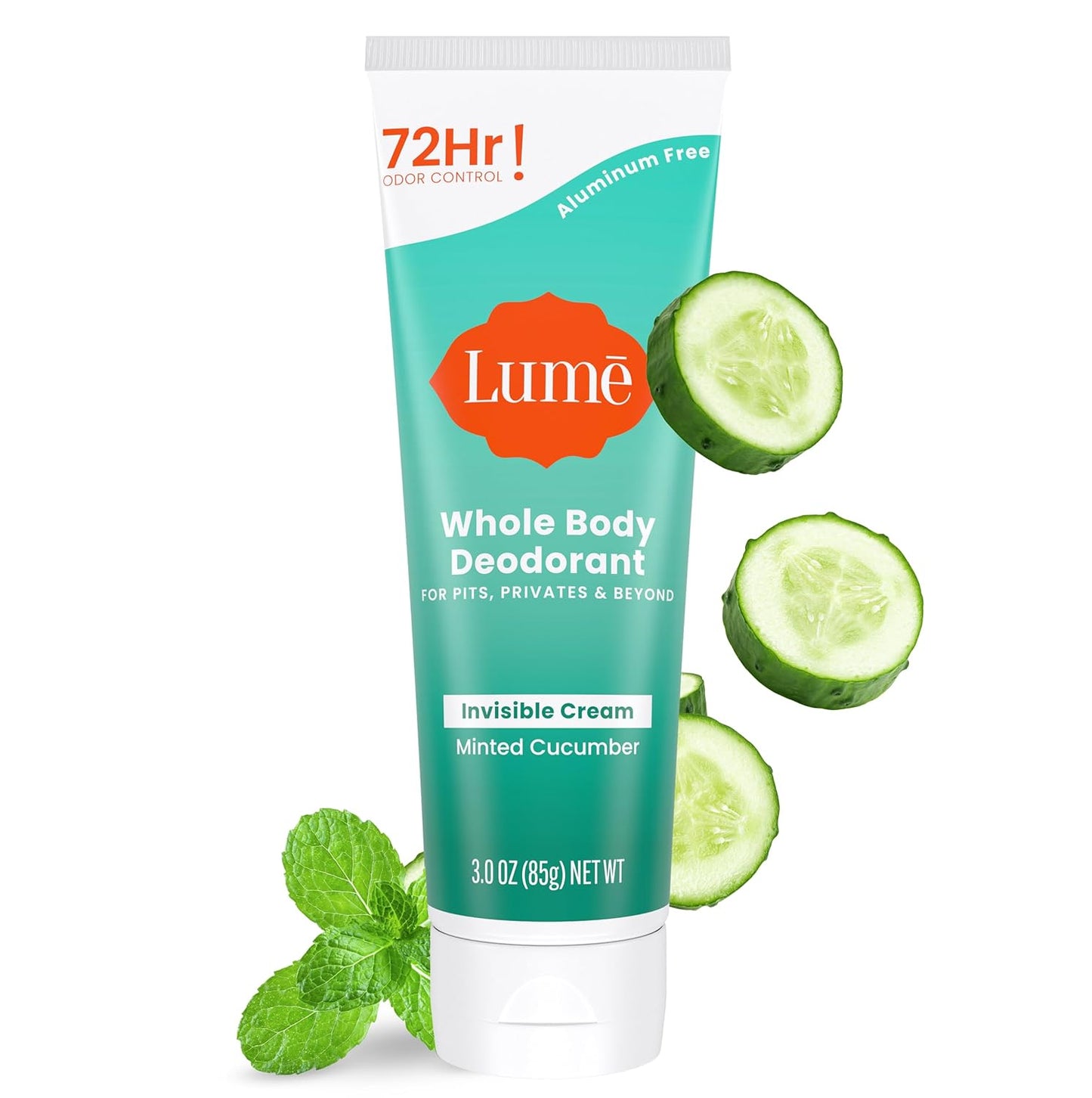Lume Whole Body Deodorant Invisible Cream Tube - Minted Cucumber