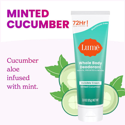 Lume Whole Body Deodorant Invisible Cream Tube - Minted Cucumber