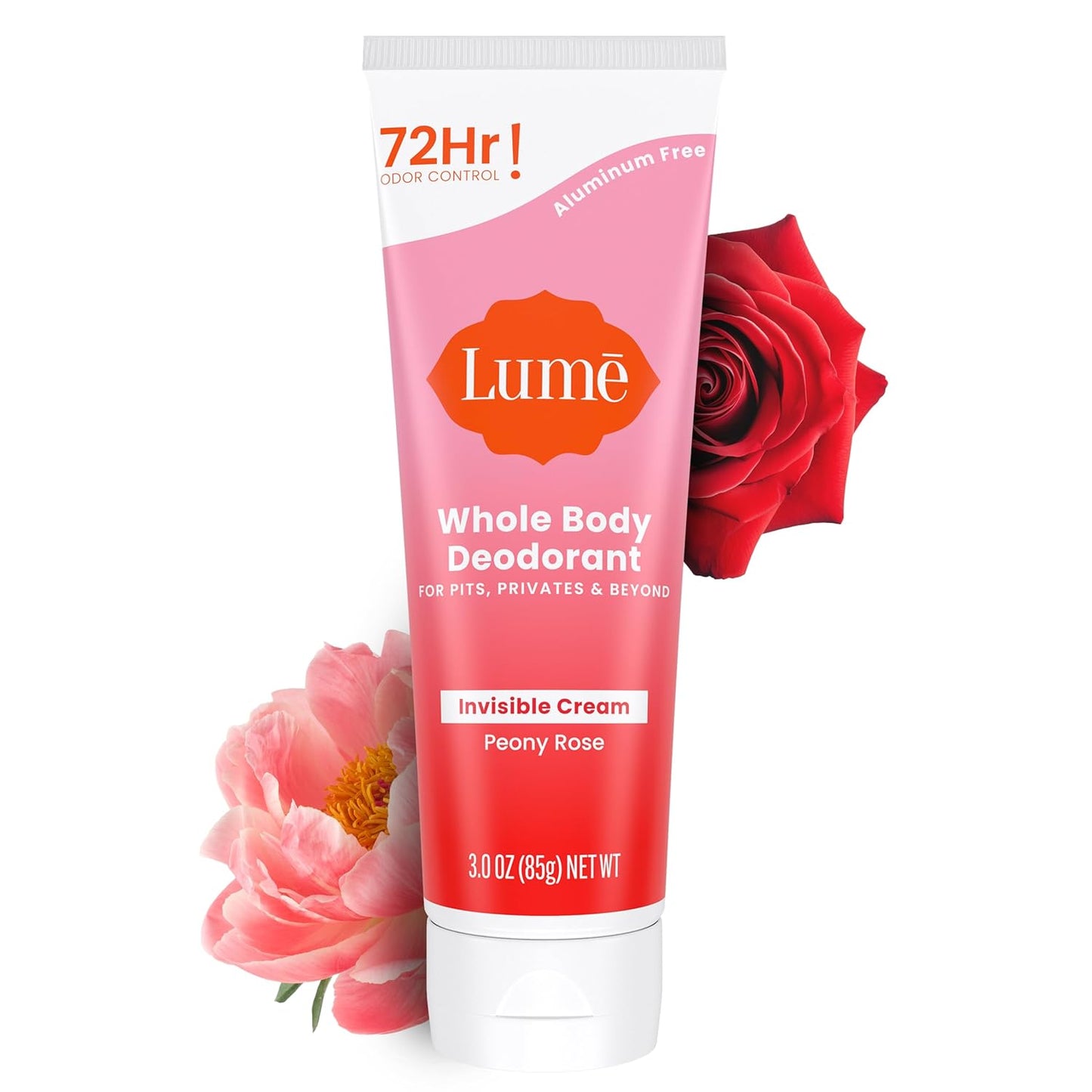 Lume Whole Body Deodorant Invisible Cream Tube - Peony Rose