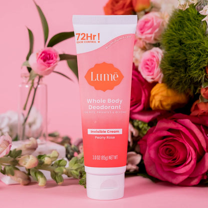 Lume Whole Body Deodorant Invisible Cream Tube - Peony Rose