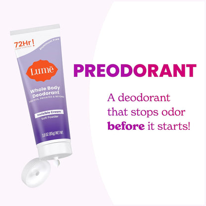 Lume Whole Body Deodorant Invisible Cream Tube - Soft Powder