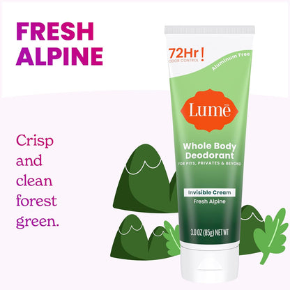 Lume Whole Body Deodorant Invisible Cream Tube - Fresh Alpine