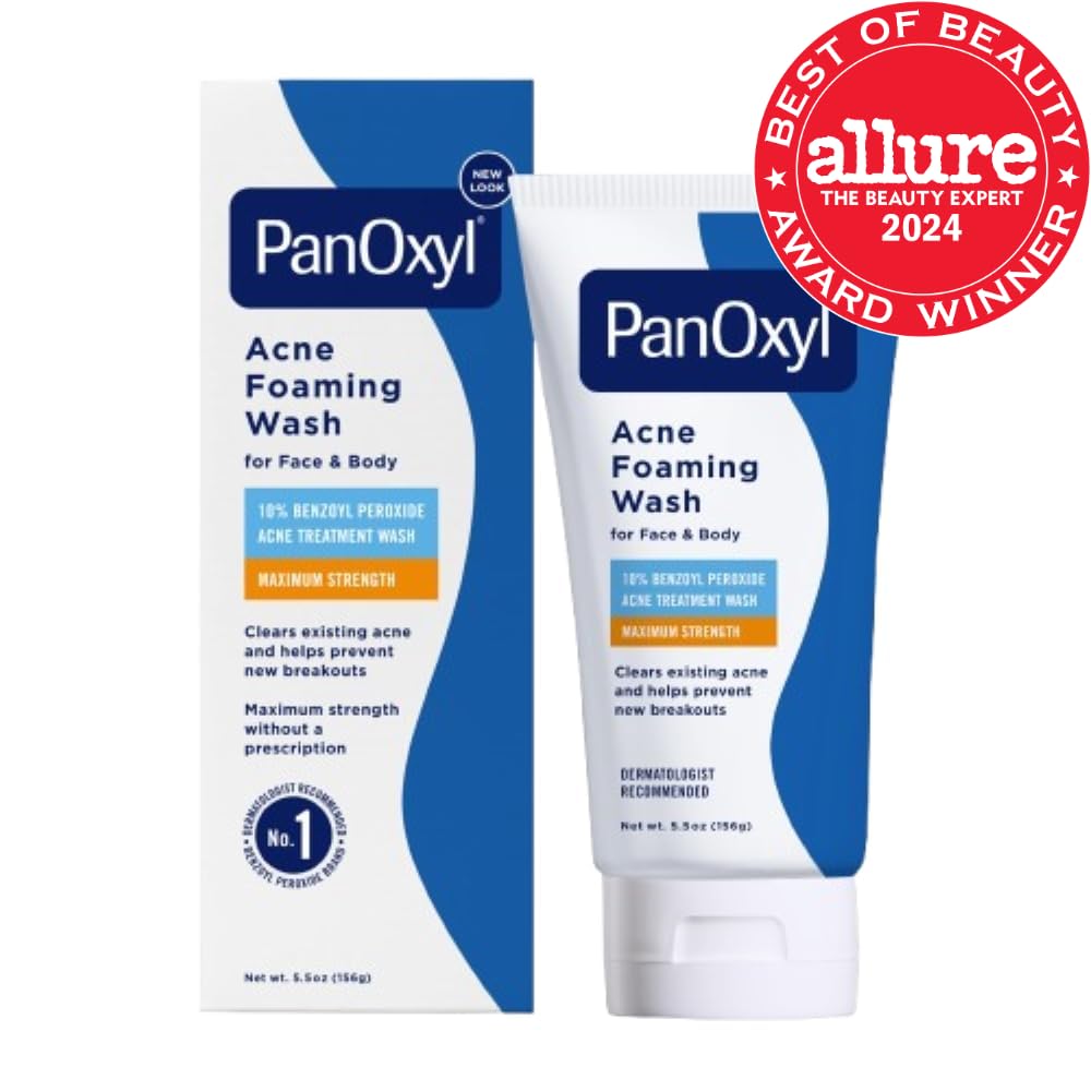 PanOxyl Acne Foaming Wash Benzoyl Peroxide 10% Maximum Strength Antimicrobial