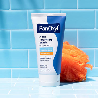 PanOxyl Acne Foaming Wash Benzoyl Peroxide 10% Maximum Strength Antimicrobial
