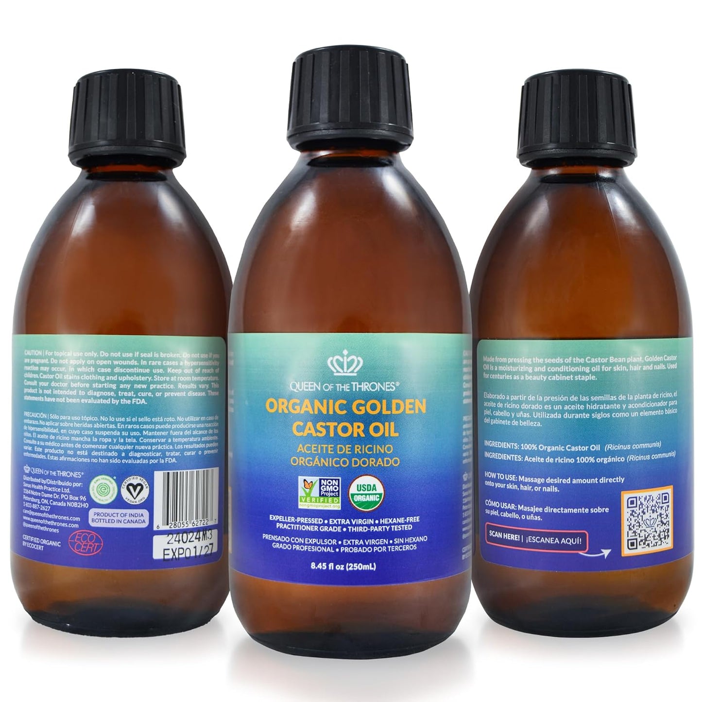 QUEEN OF THE THRONES Organic Golden Castor Oil 250ml