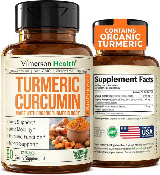 Vimerson Health Turmeric Supplement - High Potency Turmeric Curcumin Supplement