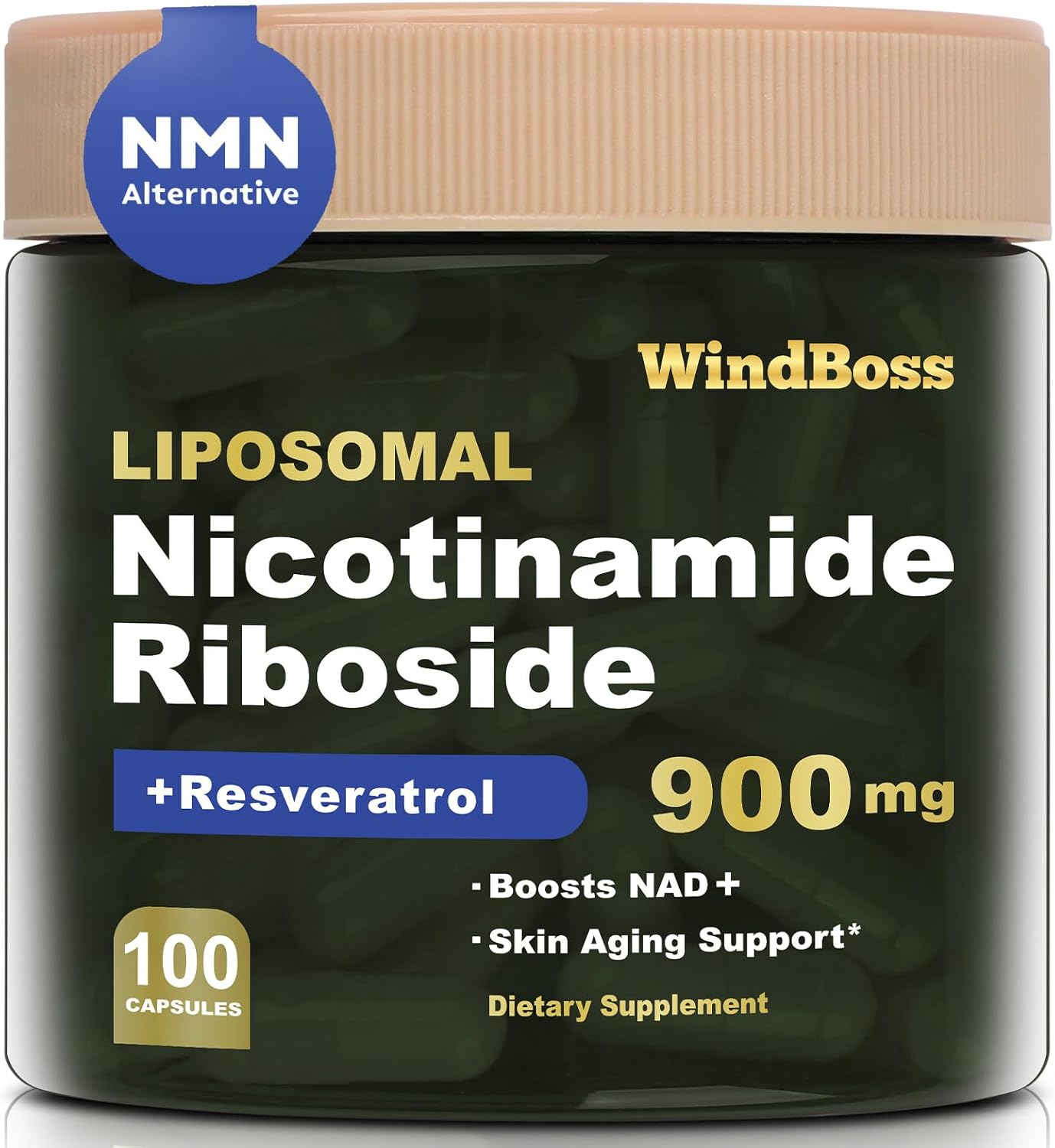 Windboss Liposomal NAD Nicotinamide Riboside Resveratrol 900mg