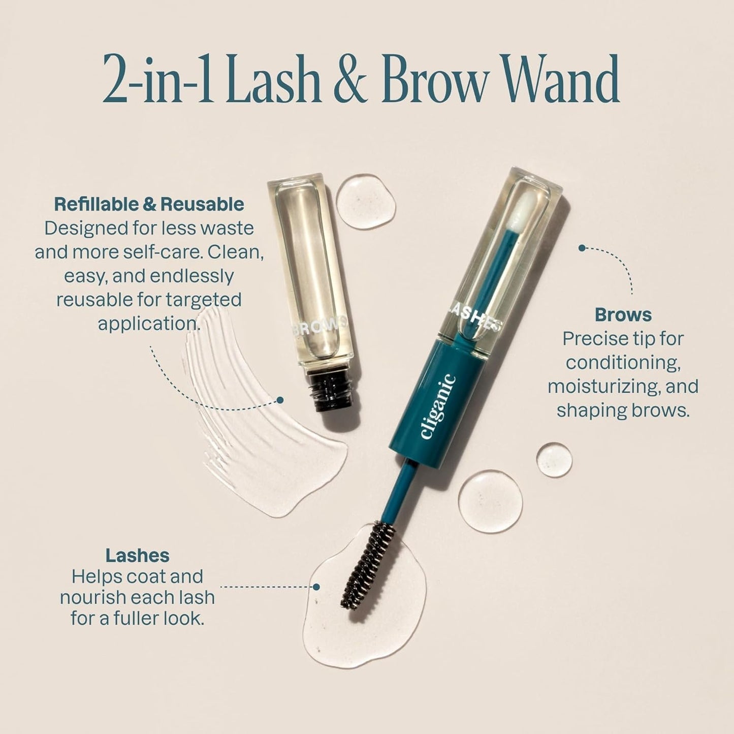 Cliganic Organic Castor Oil, 100% Pure (1oz Glass Bottle with Eyelash Kit) - For Eyelashes, Eyebrows, Hair & Skin