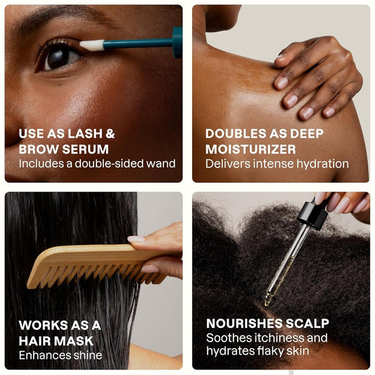 Cliganic Organic Castor Oil, 100% Pure (1oz Glass Bottle with Eyelash Kit) - For Eyelashes, Eyebrows, Hair & Skin