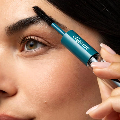 Cliganic Organic Castor Oil, 100% Pure (1oz Glass Bottle with Eyelash Kit) - For Eyelashes, Eyebrows, Hair & Skin